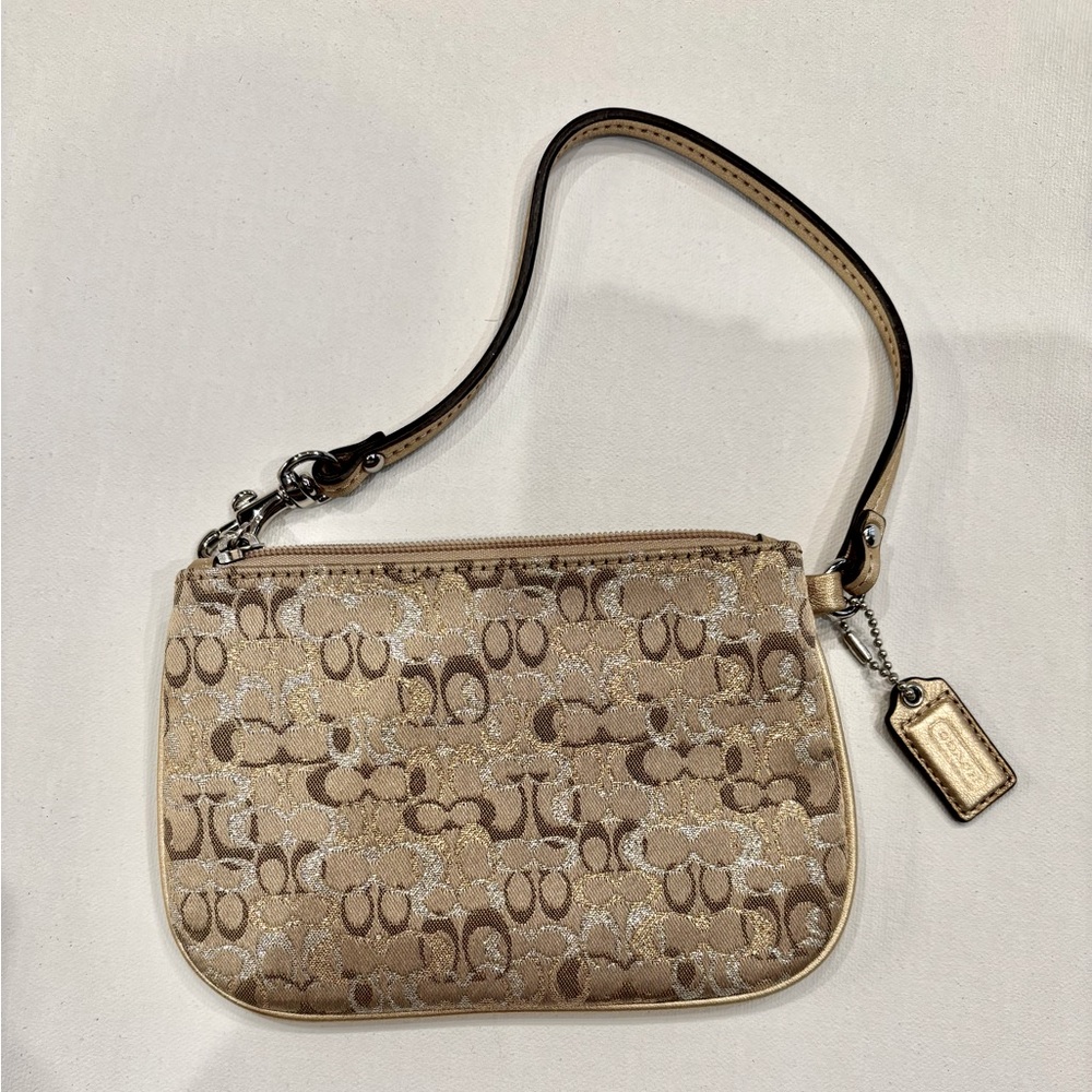 Coach Silver & Gold Wristlet Signature Coach Premium Collection Coach Wristlet